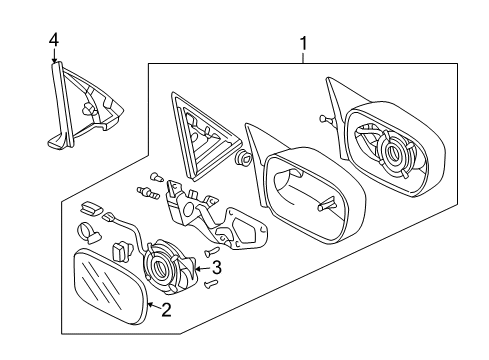 1998 Honda Accord Outside Mirrors Mirror, Passenger Side Diagram for 76203-S84-A01