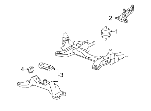 2010 Cadillac CTS Engine & Trans Mounting Transmission Mount Diagram for 20782081