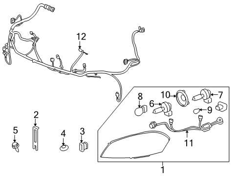 2009 Chevrolet Impala Headlamps Socket & Wire Diagram for 25842432