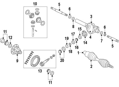 2009 Dodge Durango Front Axle, Axle Shafts & Joints, Differential, Drive Axles, Propeller Shaft U-Joint Kit Diagram for 5015694AB