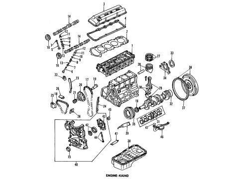 1992 Nissan 240SX Engine Parts, Mounts, Cylinder Head & Valves, Camshaft & Timing, Oil Pan, Oil Pump, Crankshaft & Bearings, Pistons, Rings & Bearings Engine Mounting, Rear Diagram for 11320-36F01