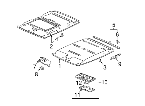 1999 Honda Civic Interior Trim - Roof Light Assembly, Interior (Coast Sand) (Sunroof) (Daiichi) Diagram for 34250-692-023ZT