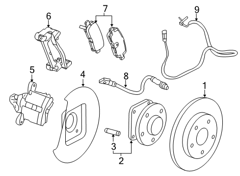 2015 Chevrolet Malibu Brake Components Rear Speed Sensor Diagram for 23483152