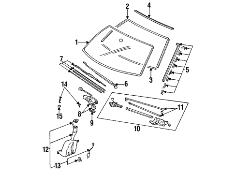 1992 Honda Civic Windshield Glass, Wiper & Washer Components, Reveal Moldings Nozzle, Driver Side Windshield Washer Diagram for 76815-SR0-004