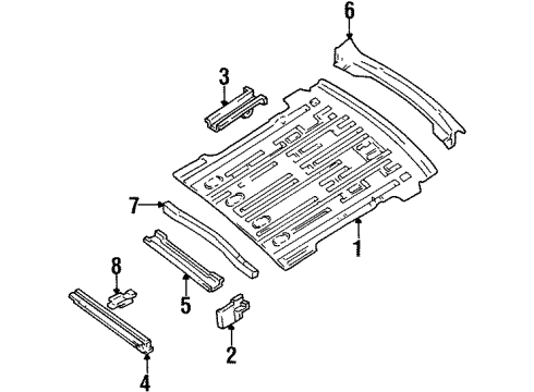 2000 Mercury Villager Rear Floor & Rails Rear Floor Pan Diagram for YF5Z1211215DA