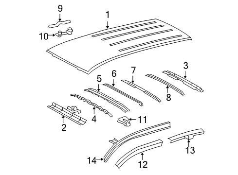 2007 Toyota RAV4 Roof & Components Inner Rail Diagram for 61202-0R010