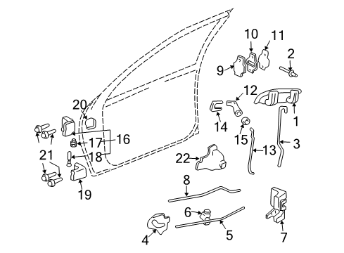 1998 Chevrolet Cavalier Front Door Handle, Outside Rivet Diagram for 22641917