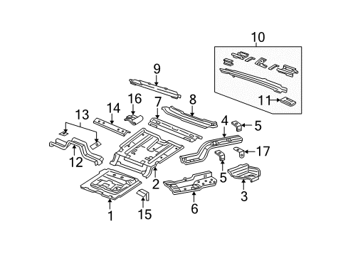 2003 Lincoln Aviator Rear Body Center Floor Pan Diagram for 5L2Z-7811160-AA