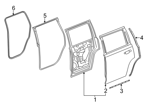 2019 GMC Yukon Rear Door Lower Seal Diagram for 23253593