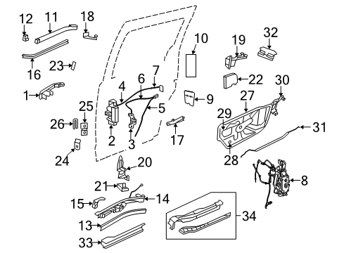 2008 Chrysler Town & Country Side Loading Door - Lock & Hardware Sliding Door Hinge Diagram for 5020899AH