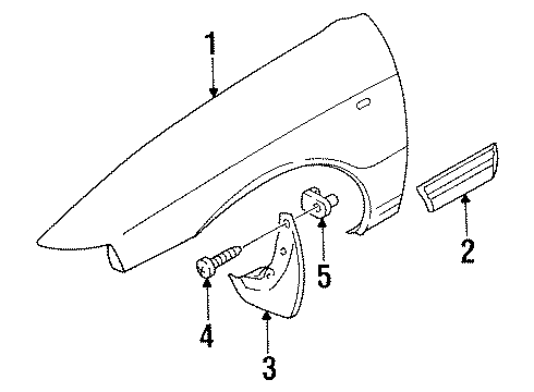 1997 Kia Sephia Fender & Components, Exterior Trim PRONO1-Side, RH Diagram for 0K24050681A02