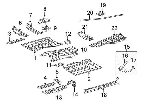 2011 Lexus IS350 Pillars, Rocker & Floor - Floor & Rails Pan, Front Floor, LH Diagram for 58112-24040