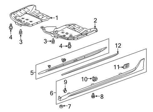 2018 Acura TLX Exterior Trim - Pillars, Rocker & Floor Molding L, Side Sill Diagram for 71851-TZ3-A01