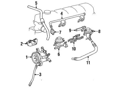 1991 Toyota Land Cruiser A.I.R. System Pipe Sub-Assembly, EGR Diagram for 25611-61050