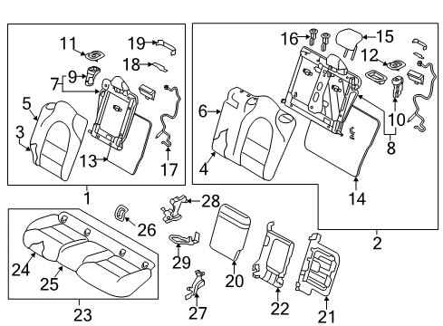 2017 Infiniti QX30 Rear Seat Components Lock Assy-Rear Seat, LH Diagram for 88391-5DA0A