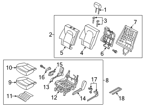 2015 Kia Sorento Second Row Seats Pad Assembly-Rear Seat Cushion Diagram for 892501U700