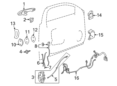 2007 Chevrolet Impala Front Door - Lock & Hardware Lock Assembly Diagram for 20790496