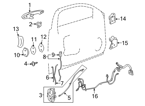 2007 Chevrolet Impala Front Door - Lock & Hardware Rod Asm-Front Side Door Locking *Ebony Diagram for 15920296