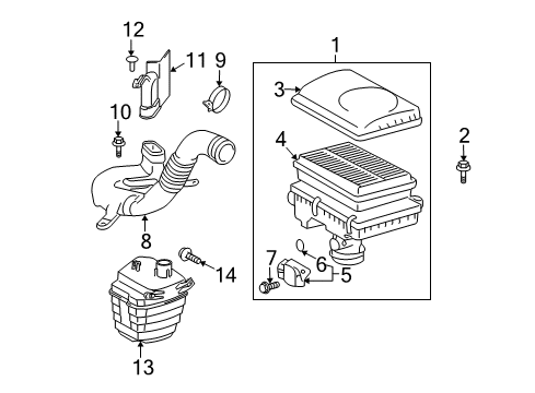 2009 Toyota Prius Powertrain Control Air Cleaner Assembly Diagram for 17700-21150