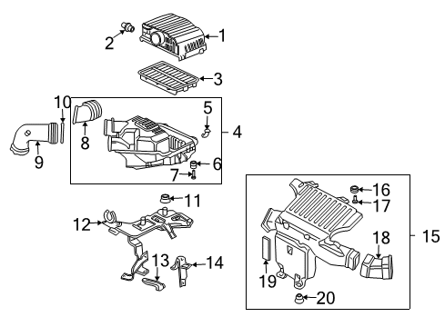 2003 Honda Civic Filters Tube B, Air Cleaner Diagram for 17212-PZA-000