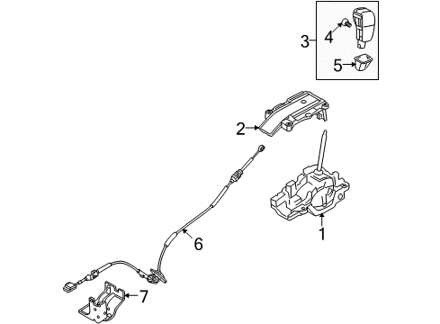 2009 Lincoln MKS Center Console Shift Control Cable Diagram for 8G1Z-7E395-D