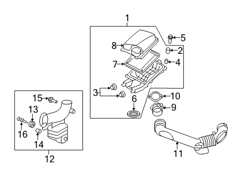 2008 Chevrolet Malibu Air Intake Outlet Duct Clamp Diagram for 15819521