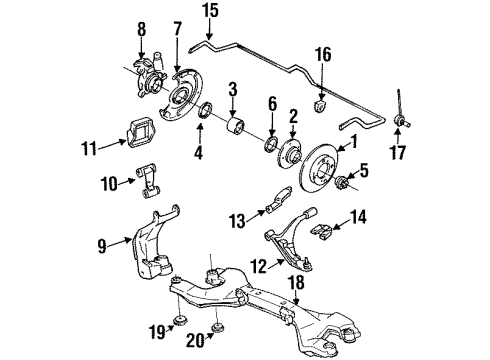 1993 Infiniti G20 Front Brakes Nut Diagram for 08911-6521A