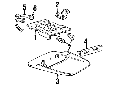 1993 Oldsmobile Achieva High Mount Lamps Housing Asm, High Mount Stop Lamp Diagram for 12360850