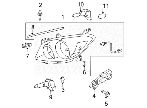2007 Toyota RAV4 Bulbs Composite Headlamp Diagram for 81170-42331