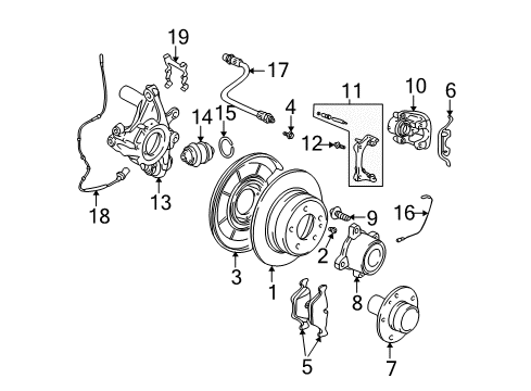 2002 BMW M5 Brake Components Disc Brake Caliper Rear Left Diagram for 34212229703