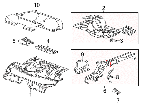 2013 Chevrolet Malibu Rear Body - Floor & Rails Rail Assembly Bracket Diagram for 22832086