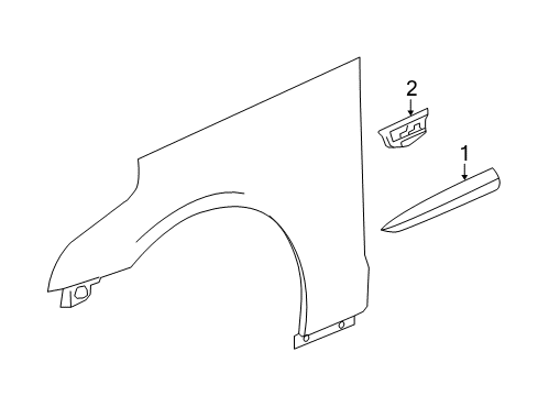 2019 Cadillac CT6 Exterior Trim - Fender Body Side Molding Diagram for 84478410