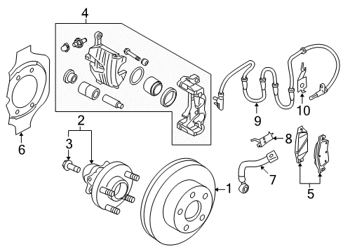 2010 Infiniti FX35 Anti-Lock Brakes CALIPER Assembly-Front LH, W/O Pads Or SHIMS Diagram for 41011-EJ20A