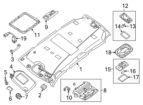 2014 Nissan Pathfinder Interior Trim - Roof Map Lamp Assy Diagram for 26430-4CE1A