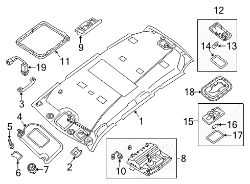 2018 Nissan Pathfinder Interior Trim - Roof Map Lamp Assy Diagram for 26430-9PJ7B