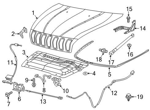 2016 Jeep Cherokee Hood & Components Cable-Hood Release Diagram for 68192459AA