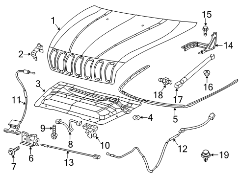 2016 Jeep Cherokee Hood & Components Hood Latch Diagram for 68237159AB