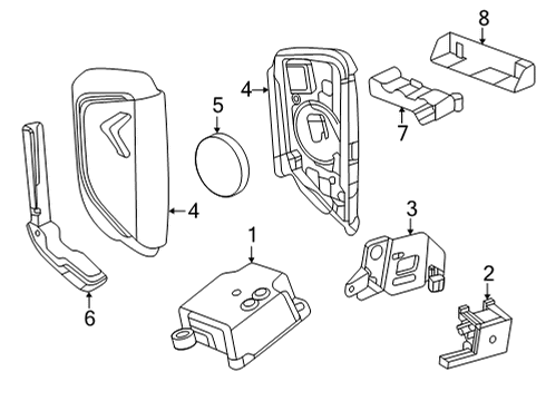 2021 Chevrolet Corvette Keyless Entry Components Transmitter Diagram for 13538850