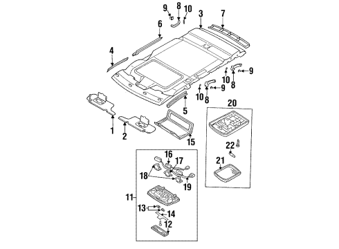 1994 Nissan Quest Sunroof Lamp Assembly-Room Diagram for 26410-0B000