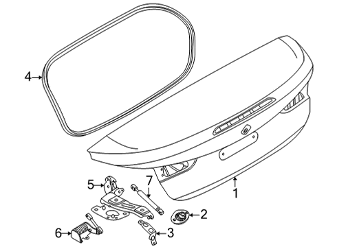 2022 BMW 430i Trunk Lid & Components LEFT TRUNK LID HINGE Diagram for 51248495767