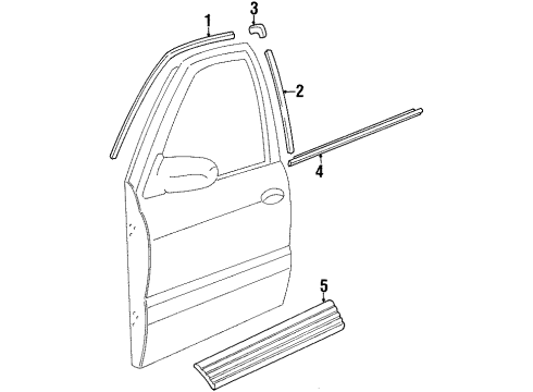 1999 Kia Sportage Exterior Trim - Front Door Protector-Side NO1 R Diagram for 0K02150681BC3