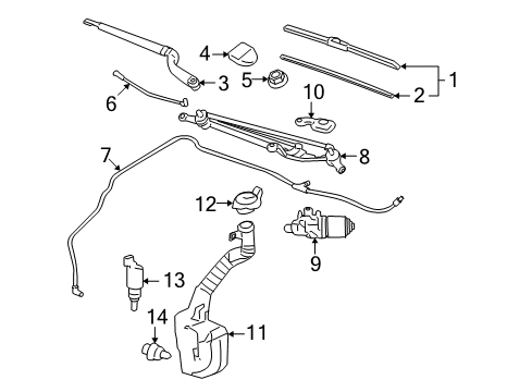 2007 Chevrolet Monte Carlo Wiper & Washer Components Arm Asm-Windshield Wiper Diagram for 15888415