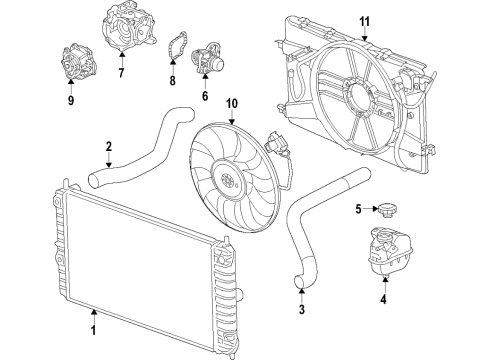 2016 Buick Cascada Cooling System, Radiator, Water Pump, Cooling Fan Housing Diagram for 55599997