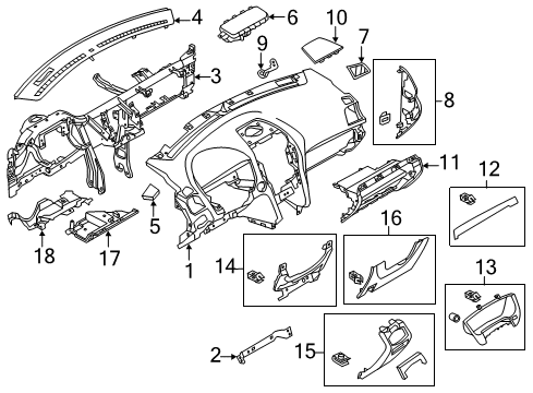 2015 Ford Explorer Instrument Panel Cluster Bezel Diagram for BB5Z-78044D70-AA