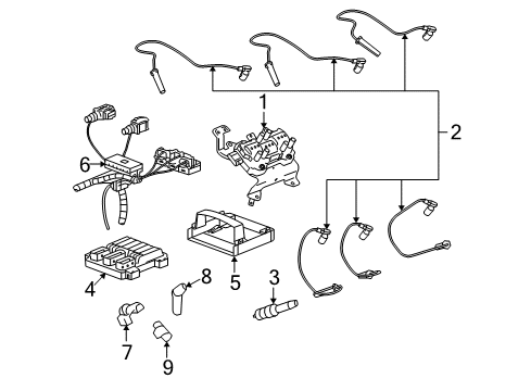 2009 Pontiac Torrent Ignition System Cable Set Diagram for 19417610