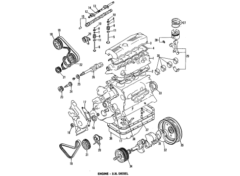 1986 Ford Bronco II Engine Parts, Mounts, Cylinder Head & Valves, Camshaft & Timing, Oil Pan, Oil Pump, Balance Shafts, Crankshaft & Bearings, Pistons, Rings & Bearings Inner Gasket Diagram for E8ZZ6020A