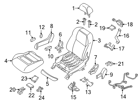 2017 Nissan Maxima Passenger Seat Components Finisher-Cushion, Front Seat Inner RH Diagram for 87331-4RA0A