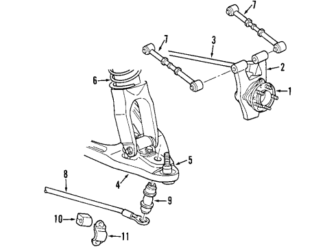 2000 Plymouth Prowler Rear Suspension Components, Lower Control Arm, Stabilizer Bar, Trailing Arm Bar-Rear SWAY Diagram for 4786623
