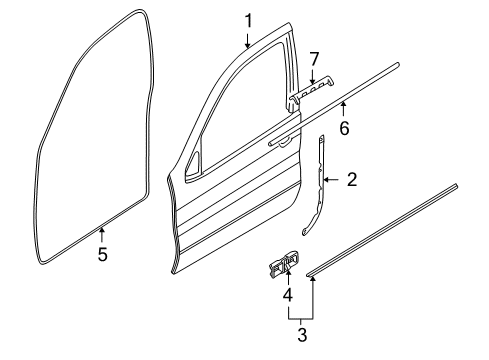 2003 BMW X5 Front Door Outer Weatherstrip, Right Diagram for 51328251592