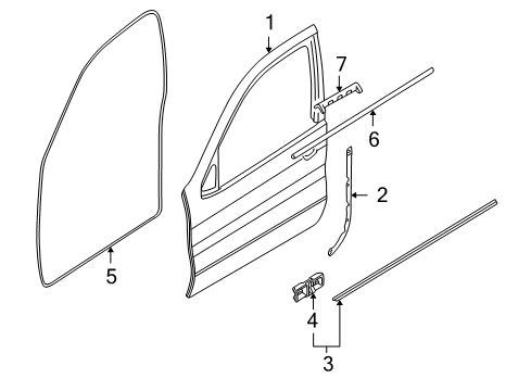 2003 BMW X5 Front Door Outer Weatherstrip, Left Diagram for 51328257719